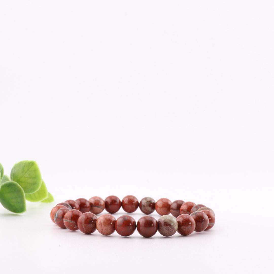 Natural Red Jasper Bracelet - Metal Free, 8 mm - Perfect for Energy Balancing & Style