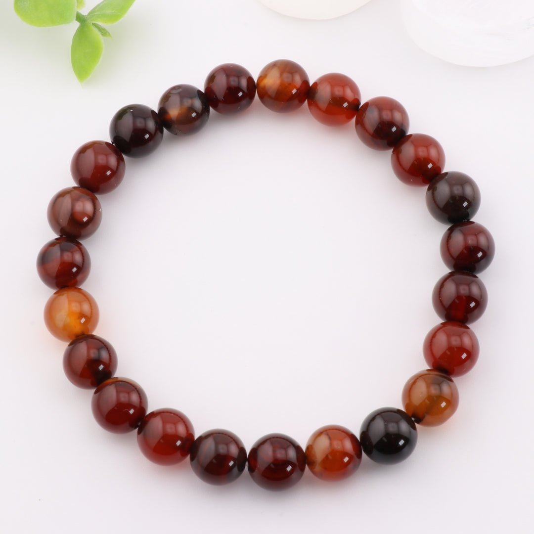 Natural Carnelian Bracelet - Metal Free, 8mm - Vibrant Energy Accessory