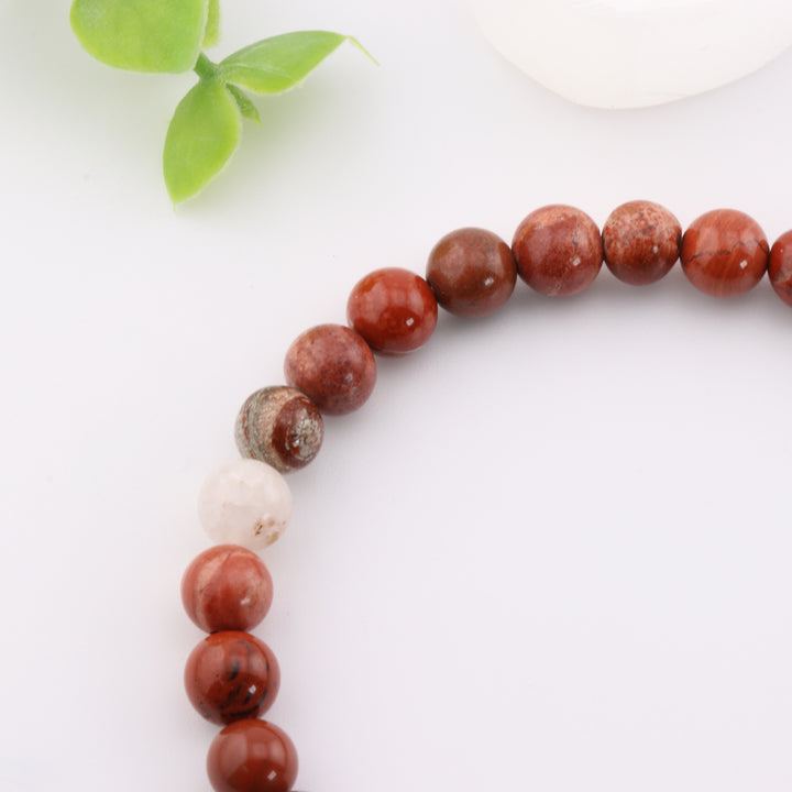 Natural Red Jasper Bracelet - Metal-Free, 6mm Beads, Energy Balancing