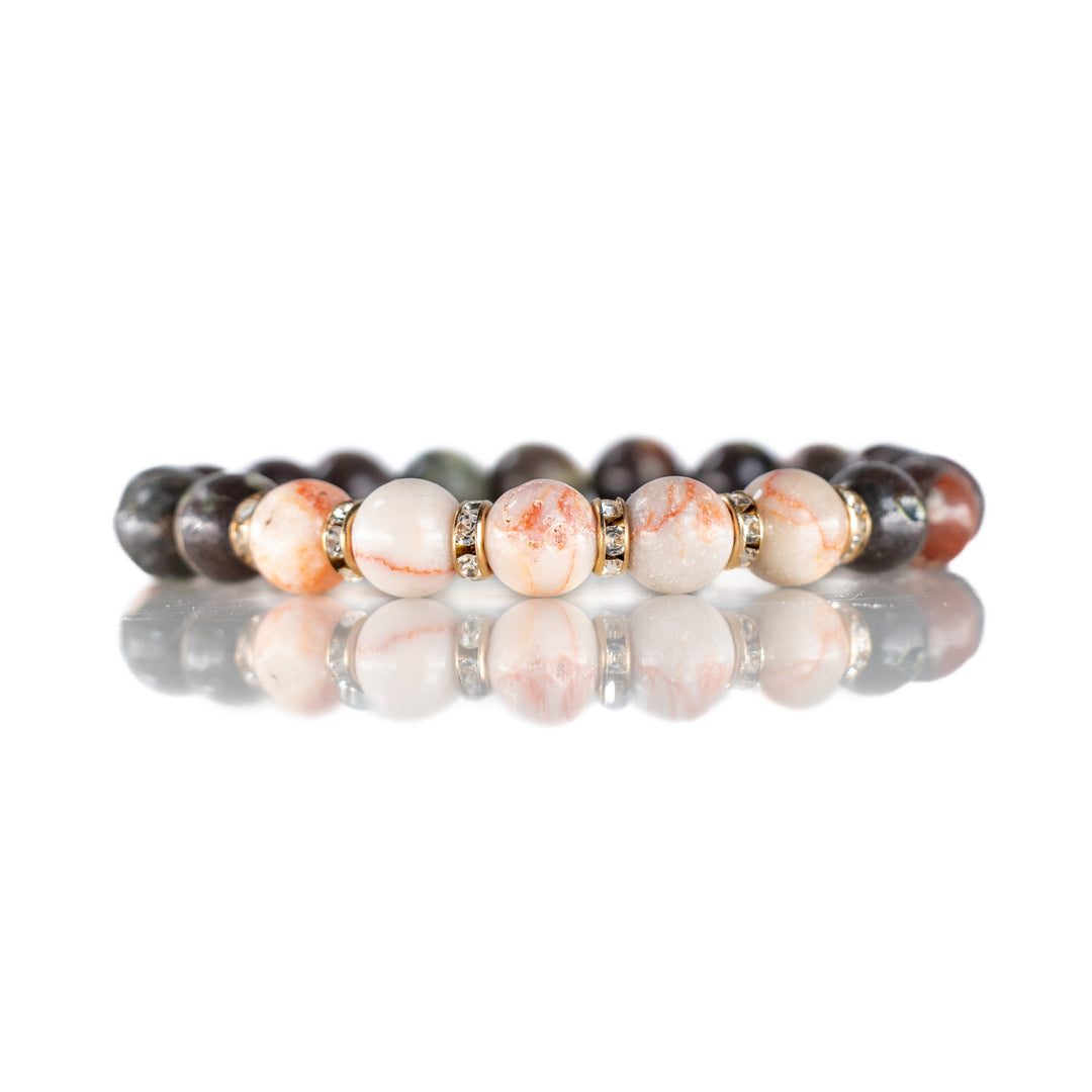Natural Imperial Jasper Gemstone Bracelet, 8mm - with Net Stone