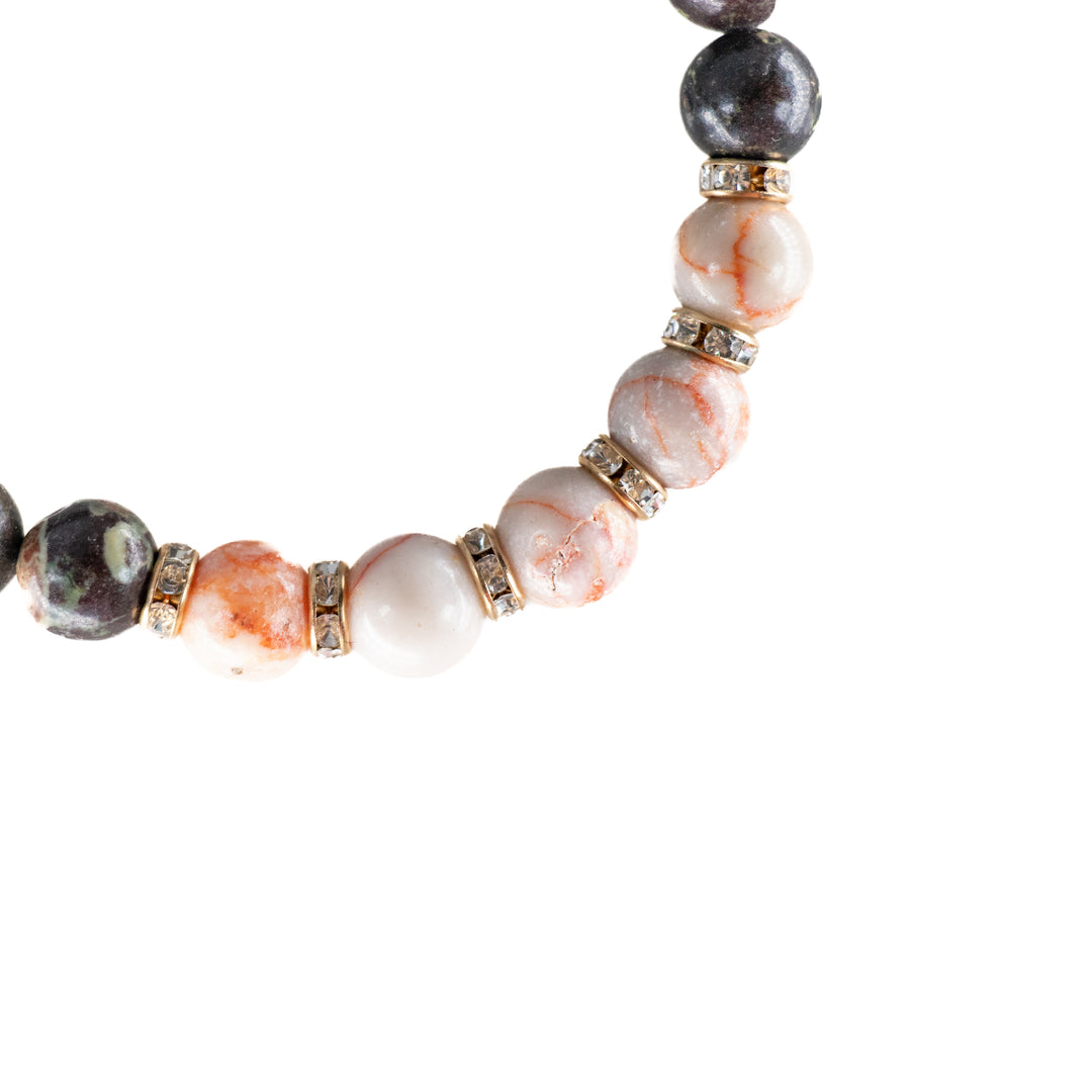Natural Imperial Jasper Gemstone Bracelet, 8mm - with Net Stone