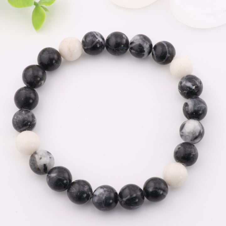 Natural Zebra Jasper Bracelet – Metal-Free Accessory with 8mm Gemstone