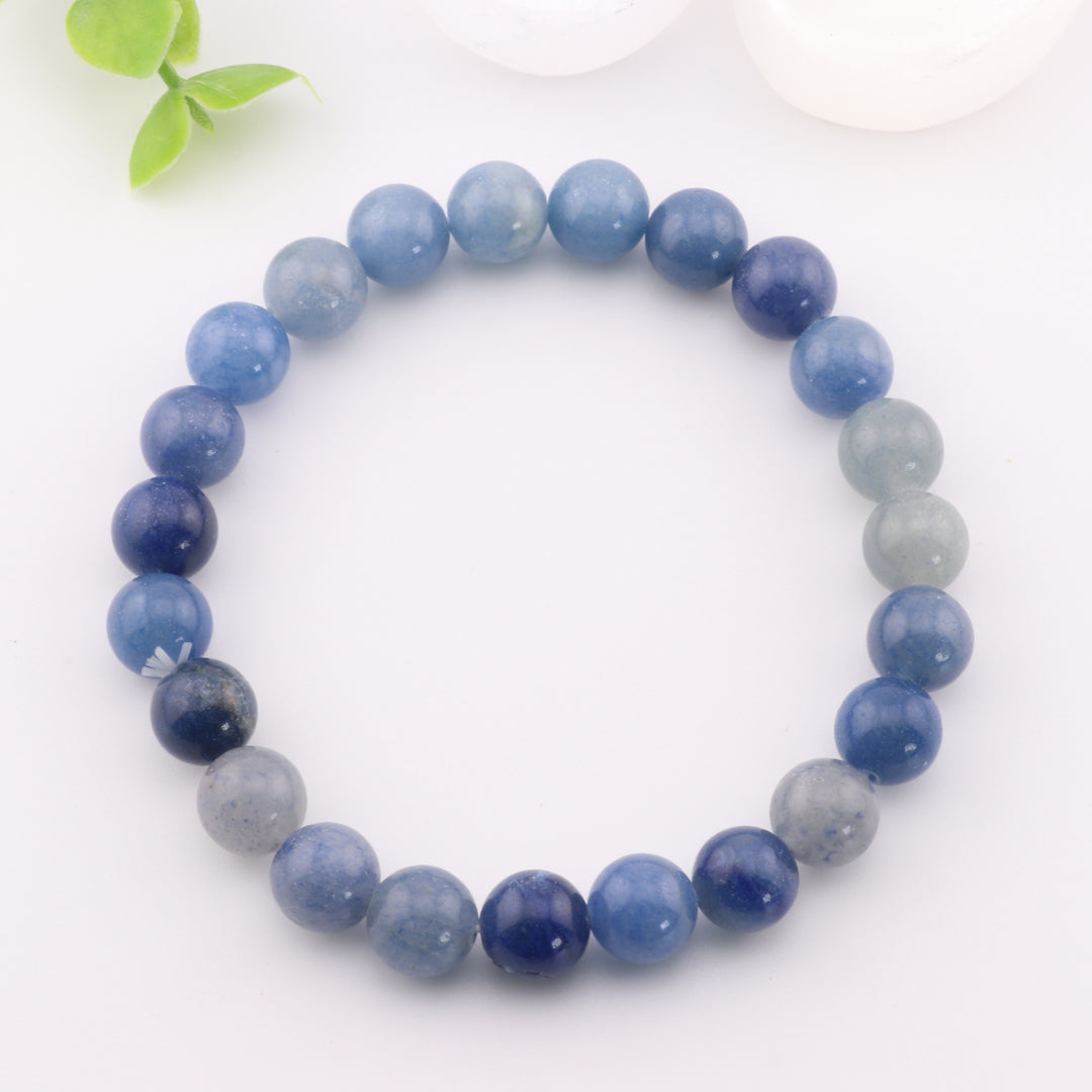 Natural Blue Aventurine Bracelet - Metal Free, 8mm - Crystal Healing Jewelry