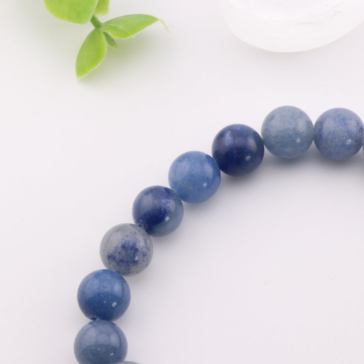 Natural Blue Aventurine Bracelet - Metal Free, 8mm - Crystal Healing Jewelry