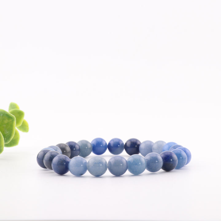 Natural Blue Aventurine Bracelet - Metal Free, 8mm - Crystal Healing Jewelry