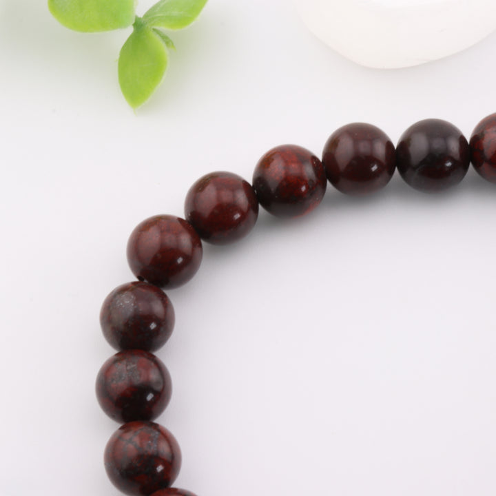 Natural Bloodstone Bracelet - Metal-Free 8mm Gemstone Jewelry