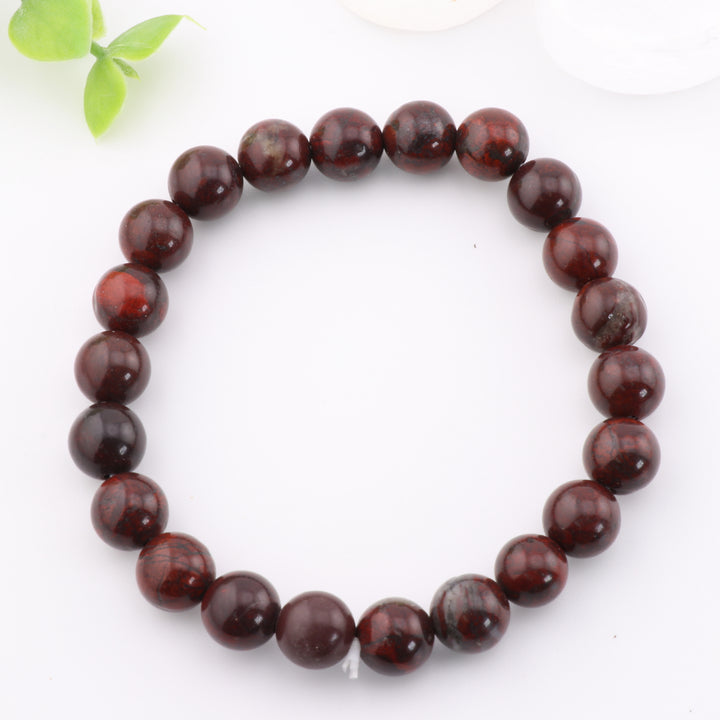 Natural Bloodstone Bracelet - Metal-Free 8mm Gemstone Jewelry