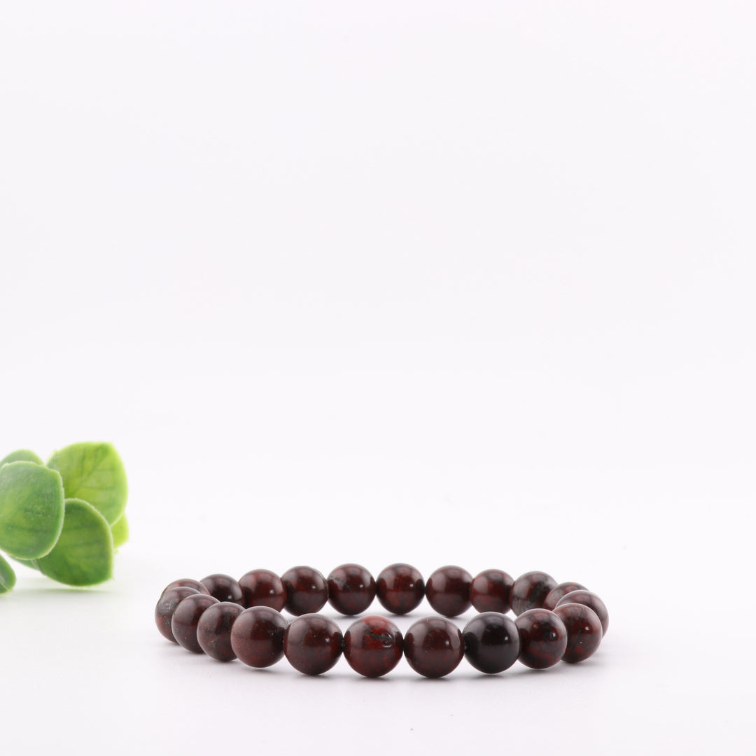 Natural Bloodstone Bracelet - Metal-Free 8mm Gemstone Jewelry