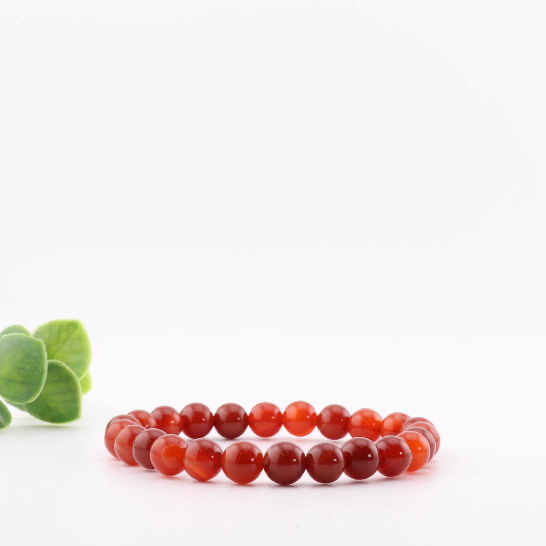 Natural Carnelian Gemstone Bracelet – Metal-Free 8mm Beaded Accessory