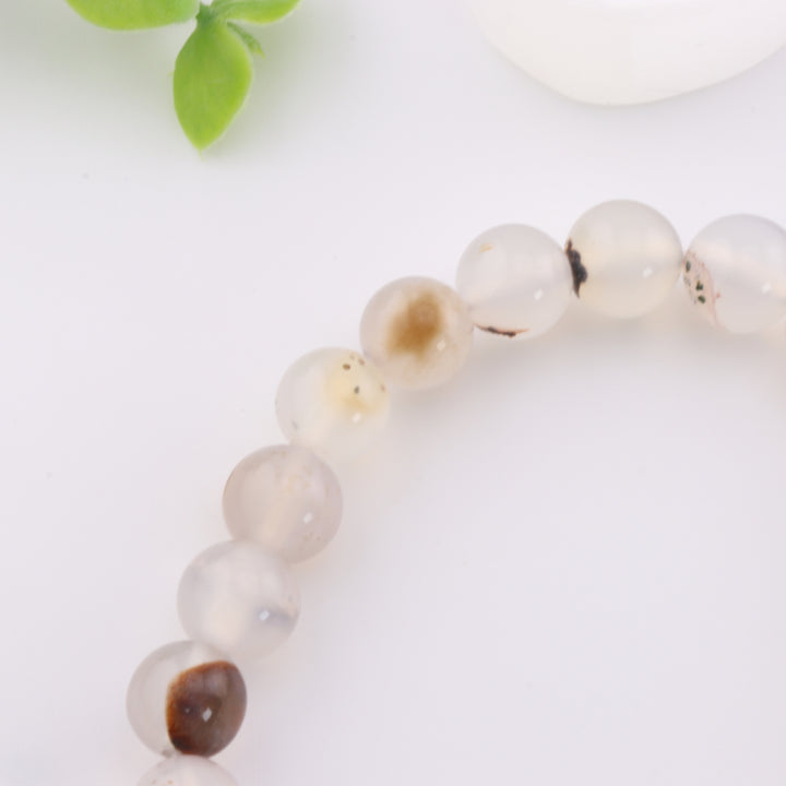 Handcrafted Natural Agate Bracelet, Metal Free, 8 mm - Perfect for Mindful Fashion Enthusiasts