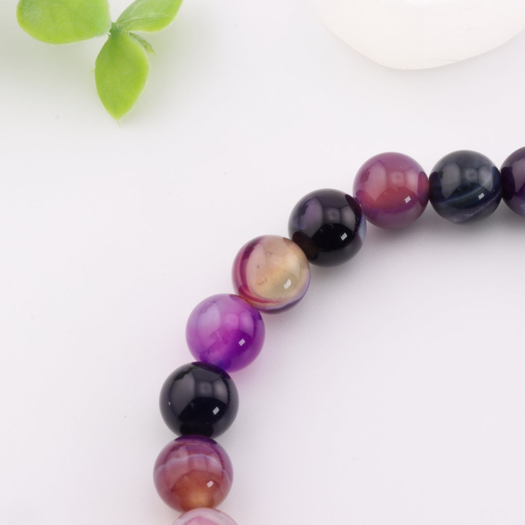 Natural Dyed Agate Bead Bracelet, Metal-Free 8mm Unisex Accessory