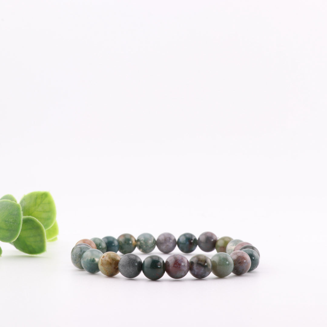 Natural Indian Agate Bracelet - Metal Free, 8 mm Beads for Serene Balance