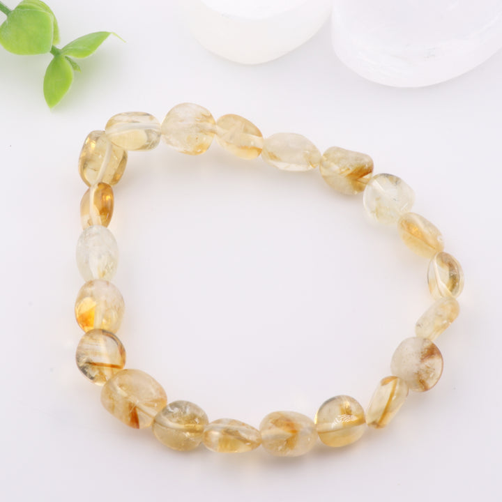 Natural Citrine Freeform Bracelet - Metal Free, 6-8mm - Golden Healer, Merchant's Stone