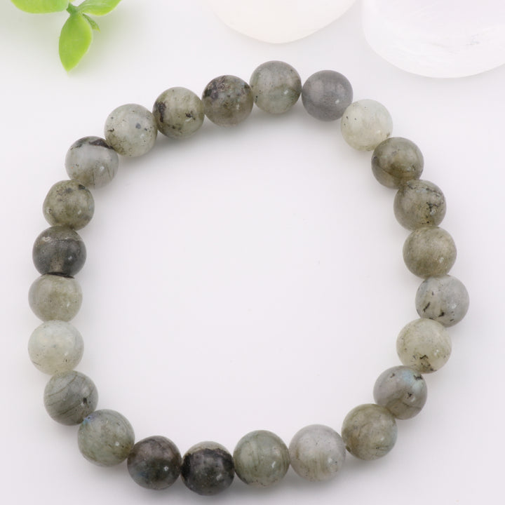 Natural Labradorite Gemstone Bracelet - Metal-Free 8mm Beads