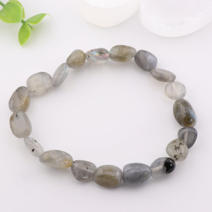 Natural Labradorite Freeform Bracelet - Metal Free, 6-8mm - Spectrolite Gemstone