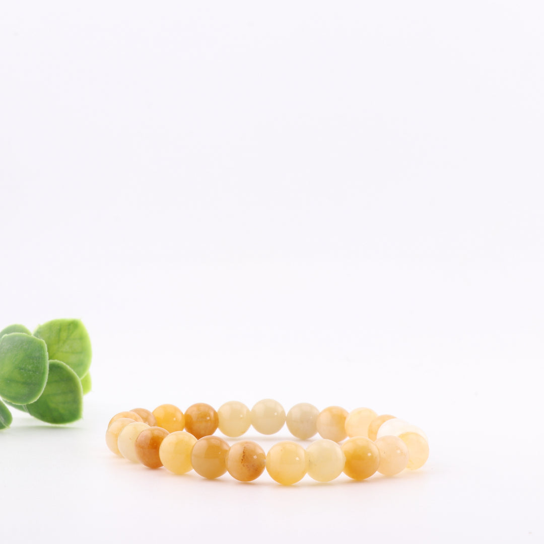 Natural Topaz Jade Bead Bracelet - Metal-Free 8mm Beads