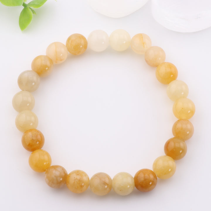 Natural Topaz Jade Bead Bracelet - Metal-Free 8mm Beads