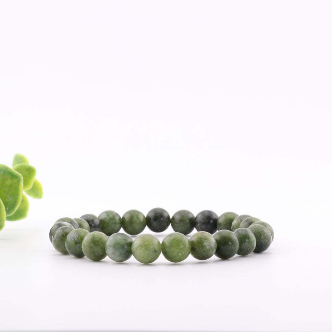 Natural Chinese Jade Bracelet - Metal Free, 8mm - Energy Stone, Healing Crystal