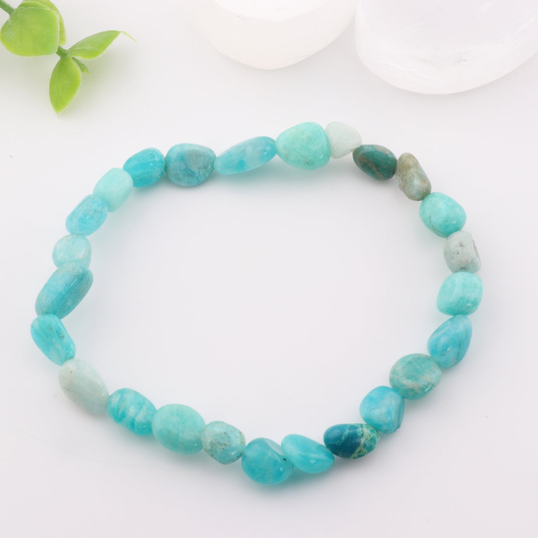 Natural Amazonite Freeform Bracelet - Metal Free, 6-8mm - Peace Stone, Healer's Gem