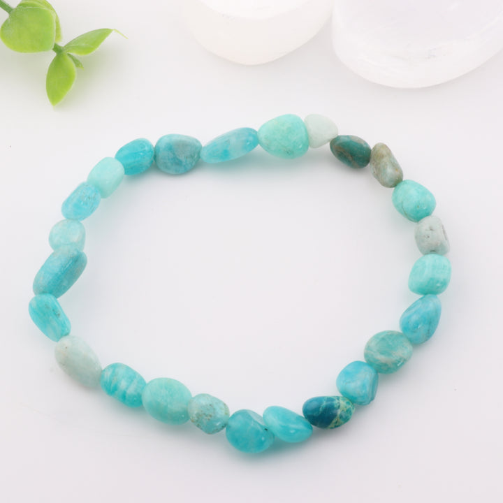 Natural Amazonite Freeform Bracelet - Metal Free, 6-8mm - Peace Stone, Healer's Gem