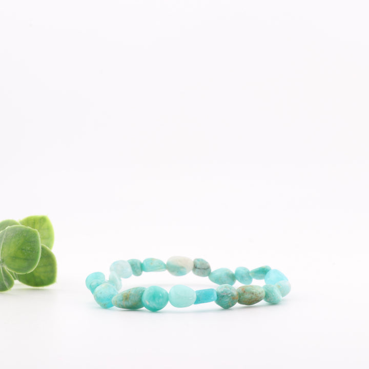 Natural Amazonite Freeform Bracelet - Metal Free, 6-8mm - Peace Stone, Healer's Gem