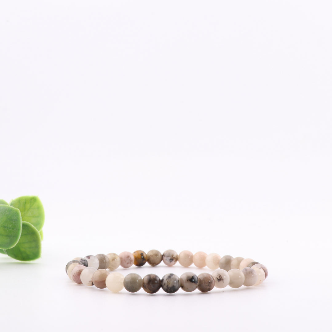 Natural Rhodonite Bracelet - Metal Free, 6mm - Elegant Gemstone Accessory