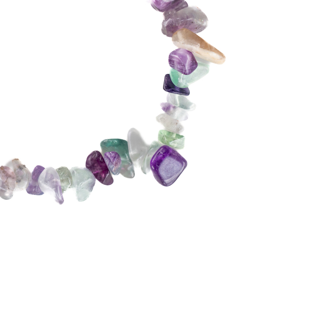Pulsera de fluorita natural en forma de chip (sin metal, 5-8 mm)