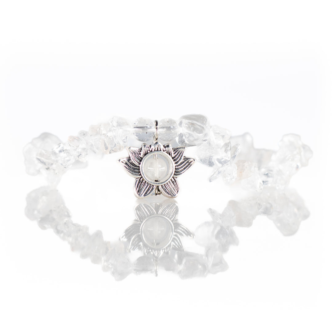 Pulsera de cuarzo transparente natural (sin metal, 5-8 mm)