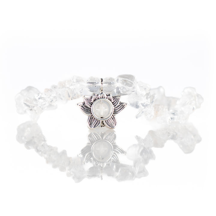 Pulsera de cuarzo transparente natural (sin metal, 5-8 mm)