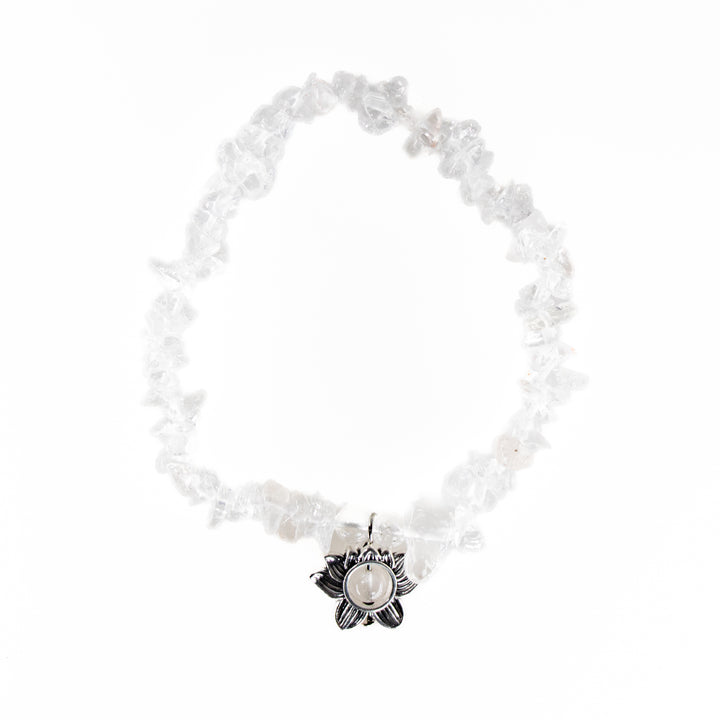 Pulsera de cuarzo transparente natural (sin metal, 5-8 mm)