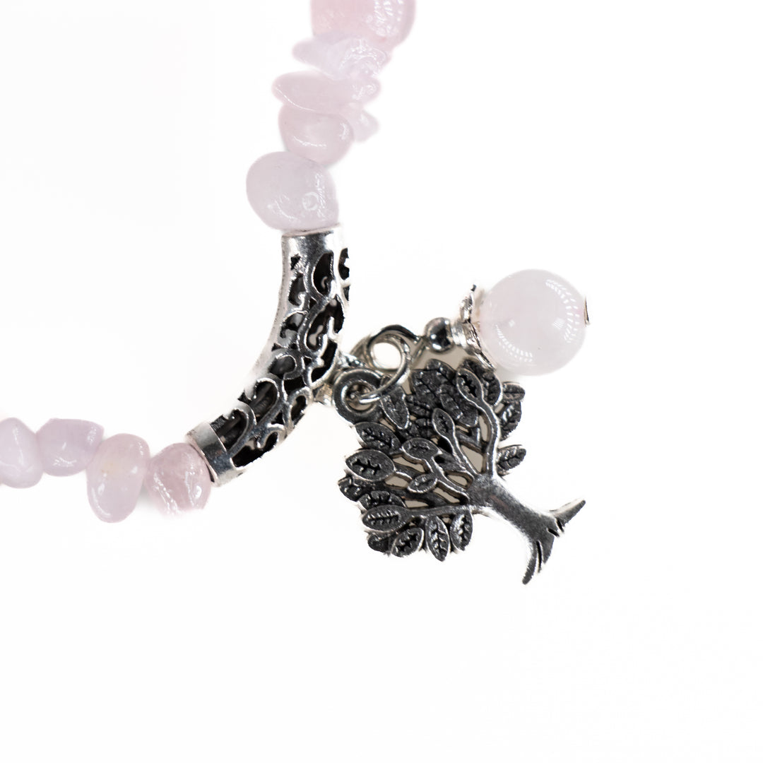Bracelet en quartz rose naturel – Sans métal, 5-8 mm