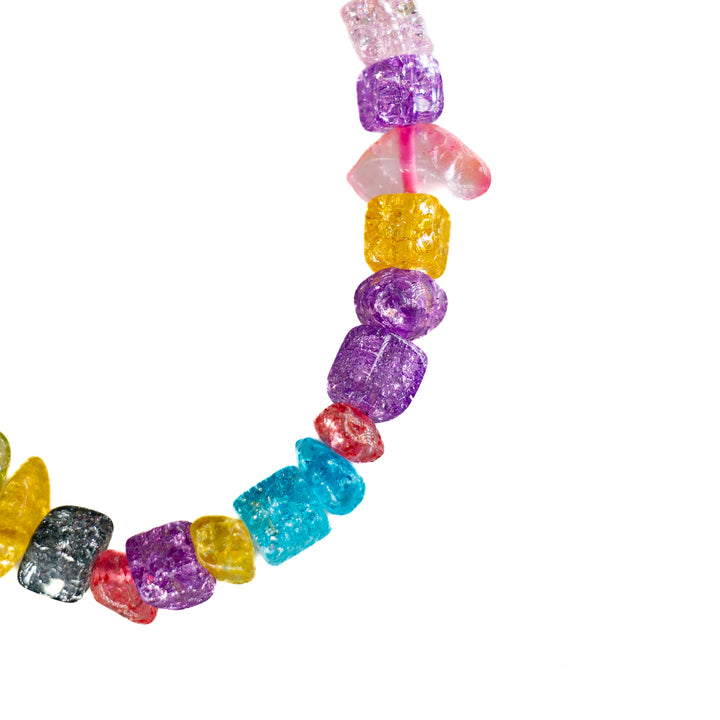 Bracelet en quartz craquelé aigue-marine teinté – Sans métal, 5-8 mm -