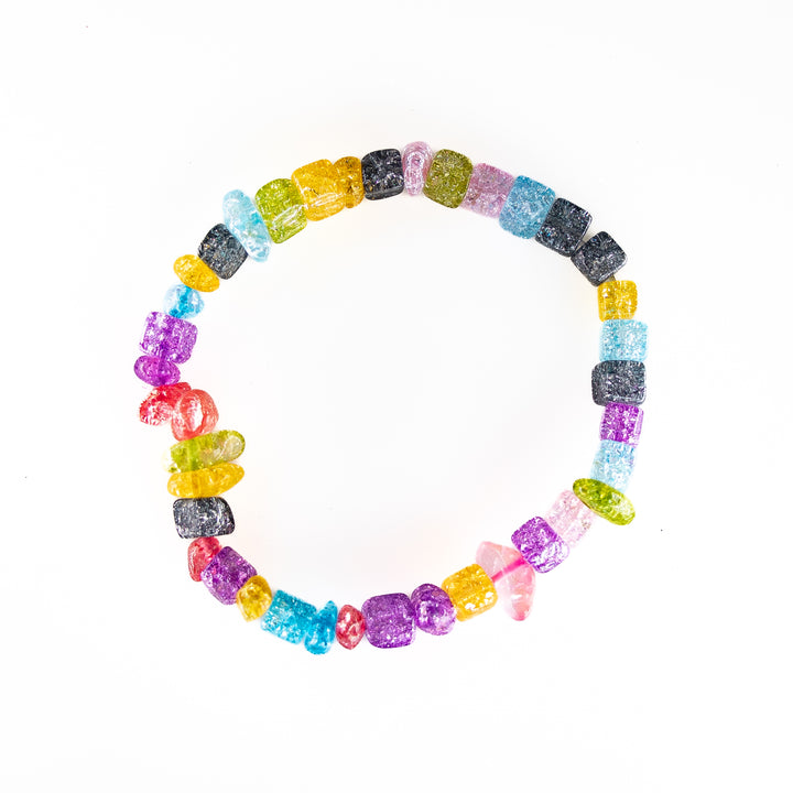 Bracelet en quartz craquelé aigue-marine teinté – Sans métal, 5-8 mm -