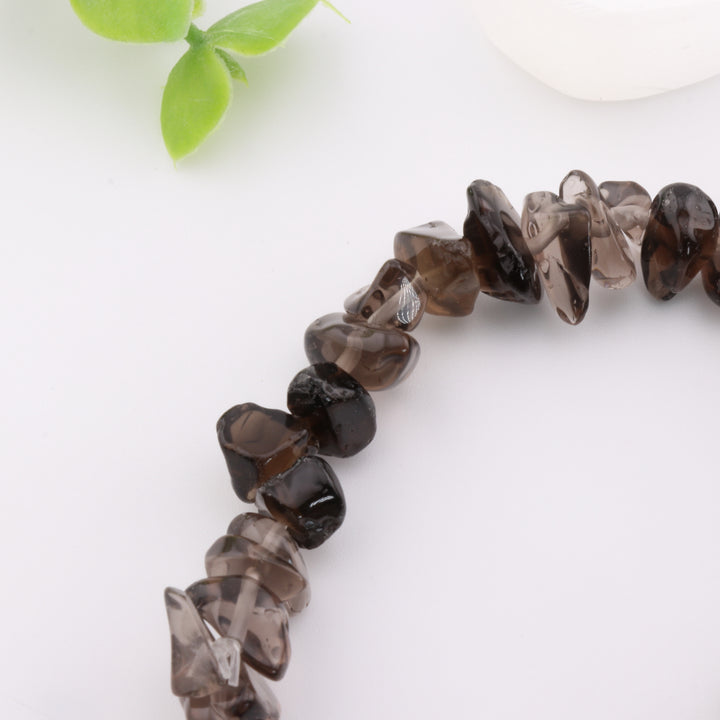 Synthetic Smoky Quartz Chip Stone Bracelet - Metal Free, Healing Crystal Jewelry