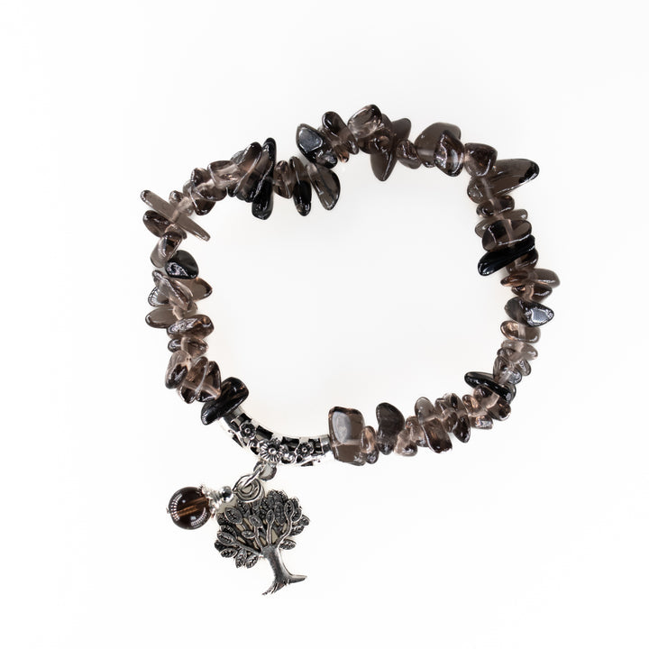 Bracelet en quartz fumé naturel – Sans métal, 5-8 mm