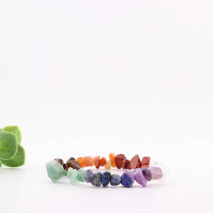 Natural Chakra Chip Stone Bracelet - 5-8mm, Metal-Free Energy Balancing Jewelry