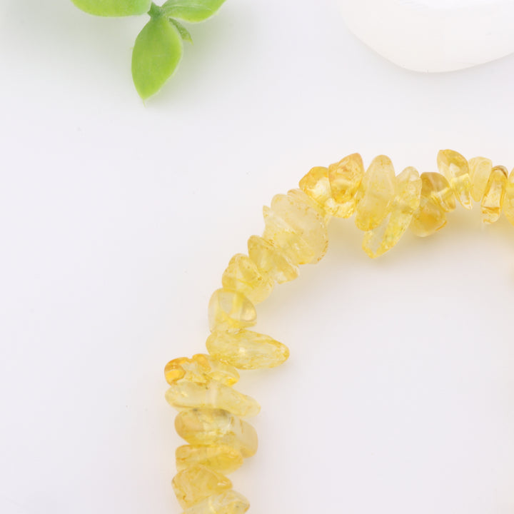 Natural Citrine Chip Stone Bracelet - Metal-Free, 5-8mm Gemstone Beads