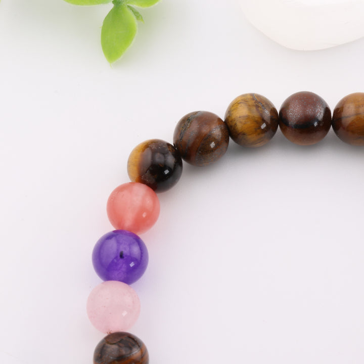 Natural Tiger Eye Chakra Bracelet – 8mm Beaded Energy Wristband for Balance