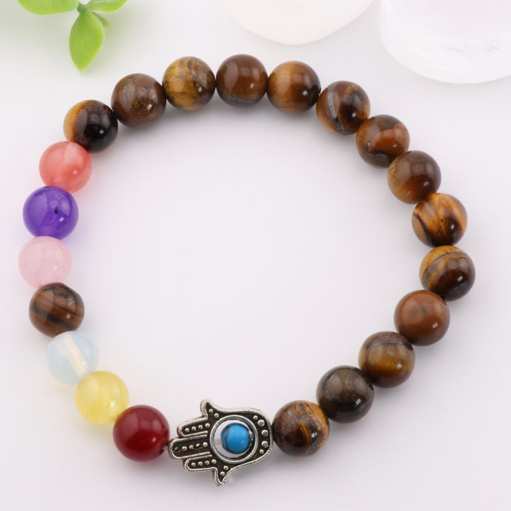 Natural Tiger Eye Chakra Bracelet – 8mm Beaded Energy Wristband for Balance