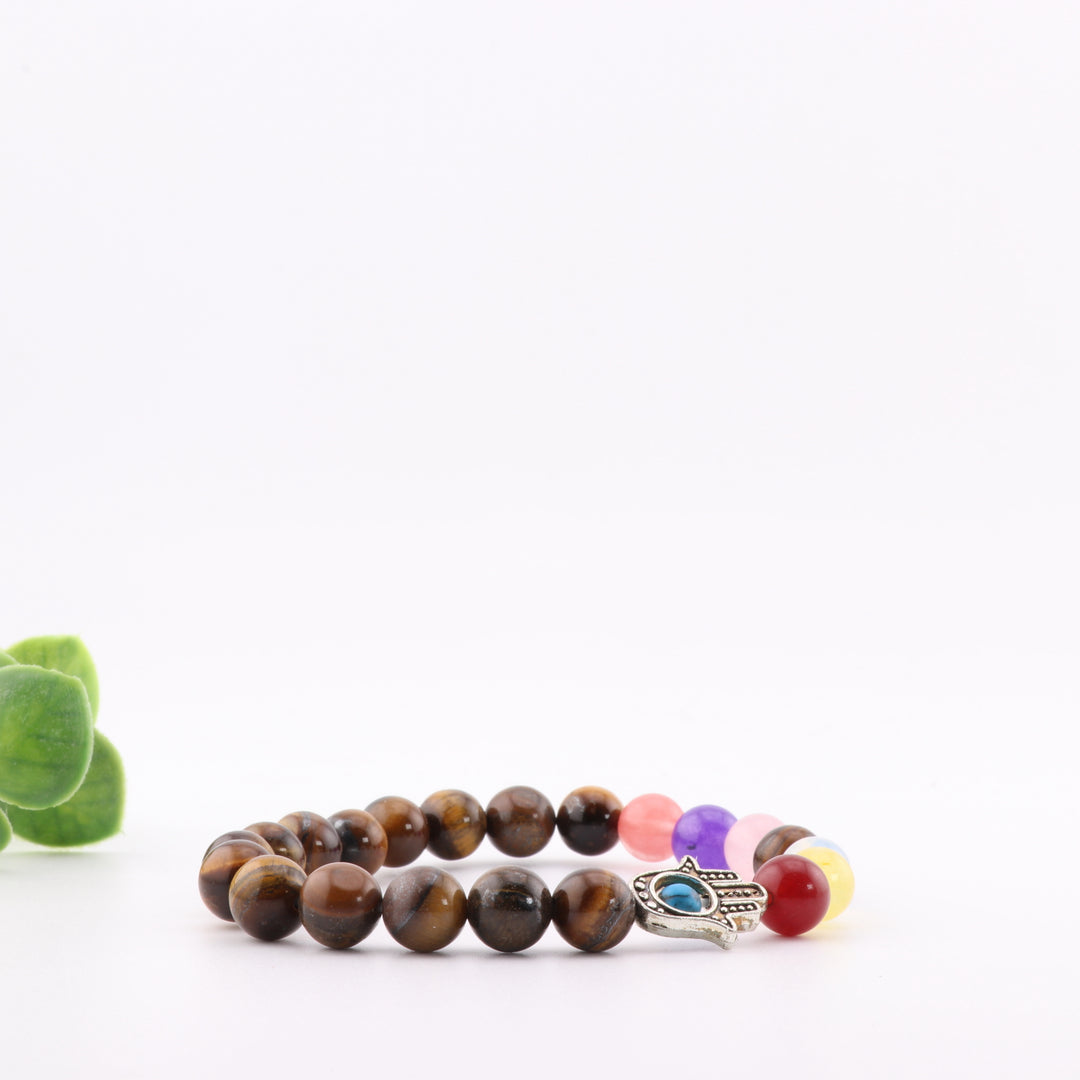 Natural Tiger Eye Chakra Bracelet – 8mm Beaded Energy Wristband for Balance