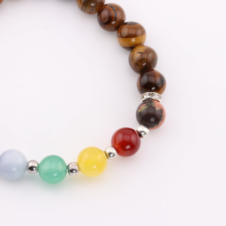 Tiger Eye Chakra Bracelet for Energy Balance - 8mm, Gemstone Chakra Jewelry