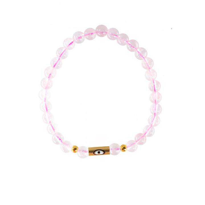 Bracelet en quartz rose naturel, 6 mm -