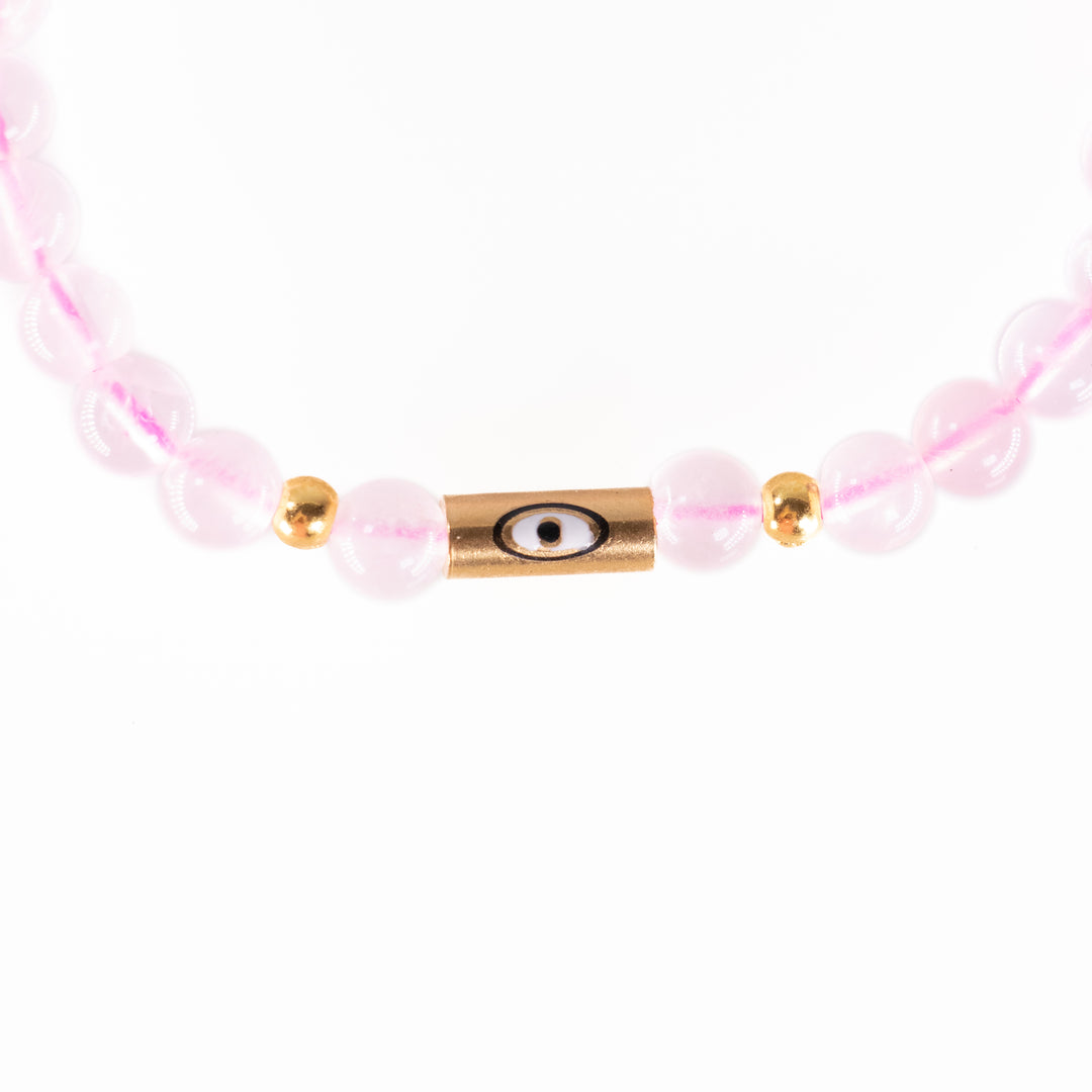 Bracelet en quartz rose naturel, 6 mm -