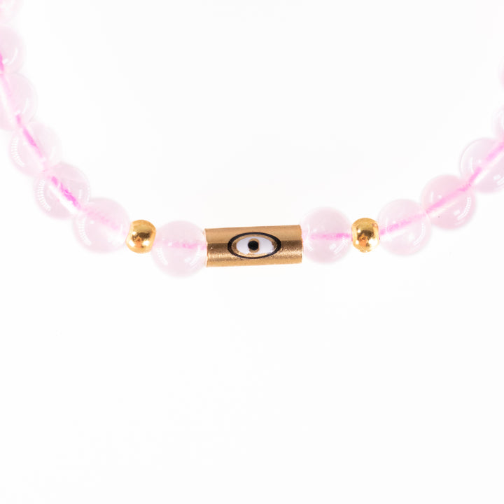 Bracelet en quartz rose naturel, 6 mm -