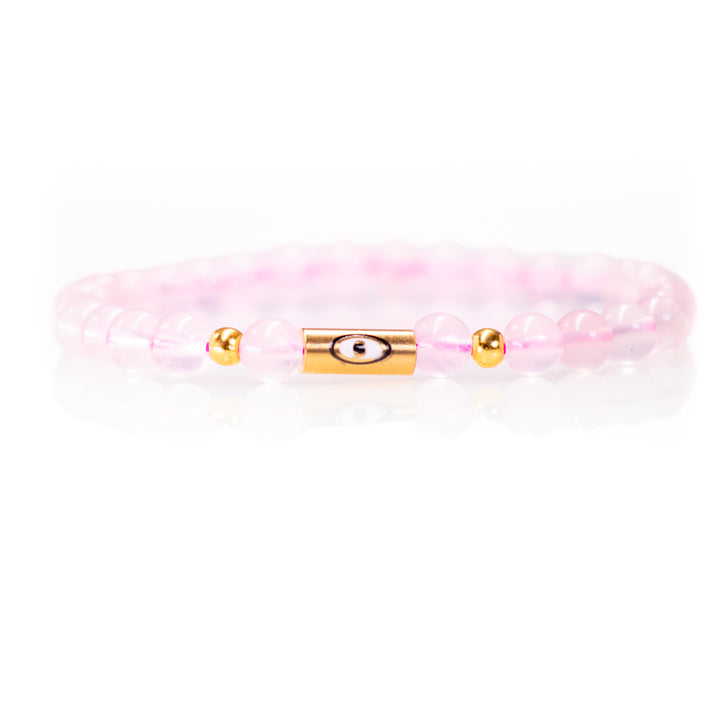 Bracelet en quartz rose naturel, 6 mm -
