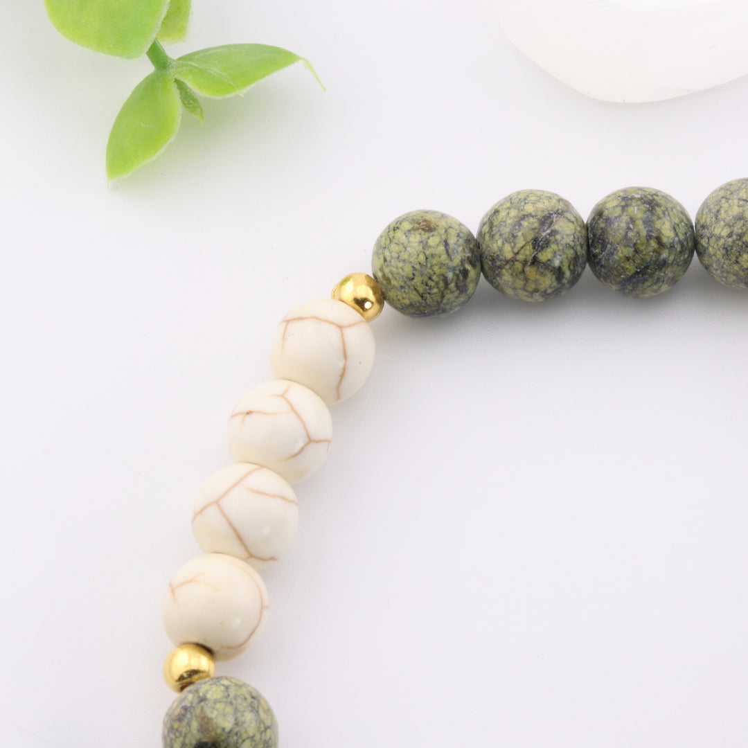 Natural Unakite & Jasper Bracelet, 8mm Beads - Earthy Tones, Handcrafted Gemstone Accessory