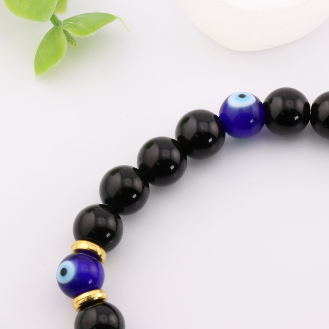 Natural Obsidian & Evil Eye - Nazar Bracelet – 8mm Protective Gemstone Accessory, Harmony & Balance