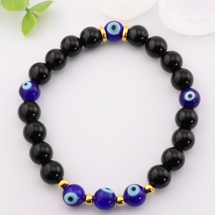 Natural Obsidian & Evil Eye - Nazar Bracelet – 8mm Protective Gemstone Accessory, Harmony & Balance