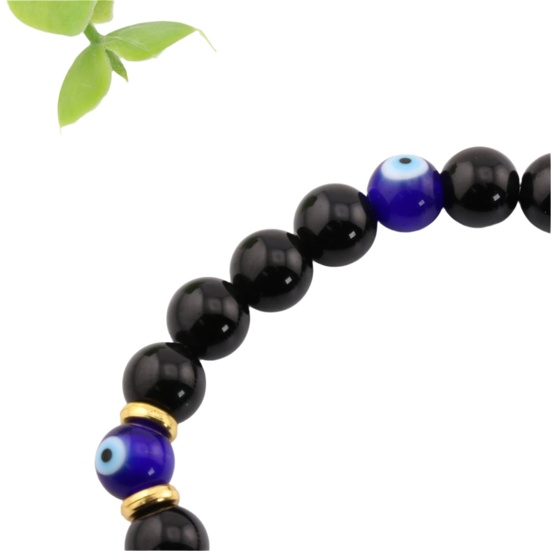 Natural Obsidian & Evil Eye - Nazar Bracelet – 8mm Protective Gemstone Accessory, Harmony & Balance