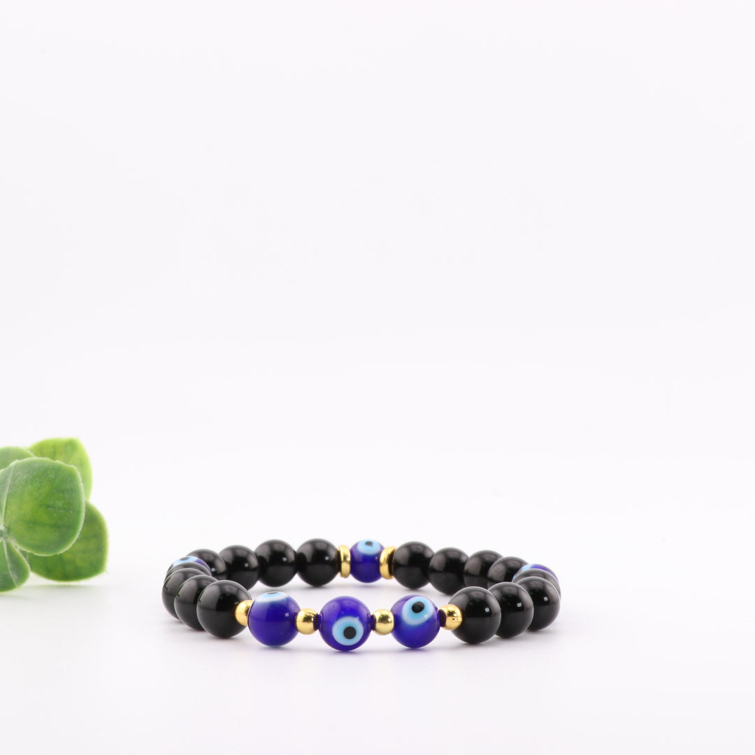 Natural Obsidian & Evil Eye - Nazar Bracelet – 8mm Protective Gemstone Accessory, Harmony & Balance